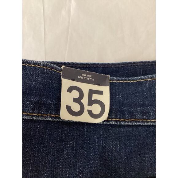 GAP 5” Mid Rise Denim Jean Shorts Size 35 20 Zip Fly Rolled Hem Dark Wash Jort - Picture 5 of 8
